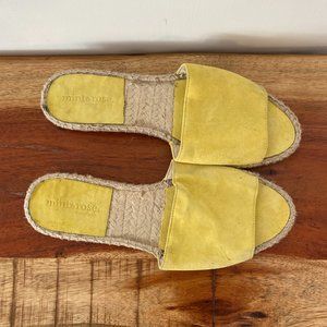 MINT & ROSE Sz 6 Suede Espadrille Slip On Slipper Sandals, in Yellow Leather